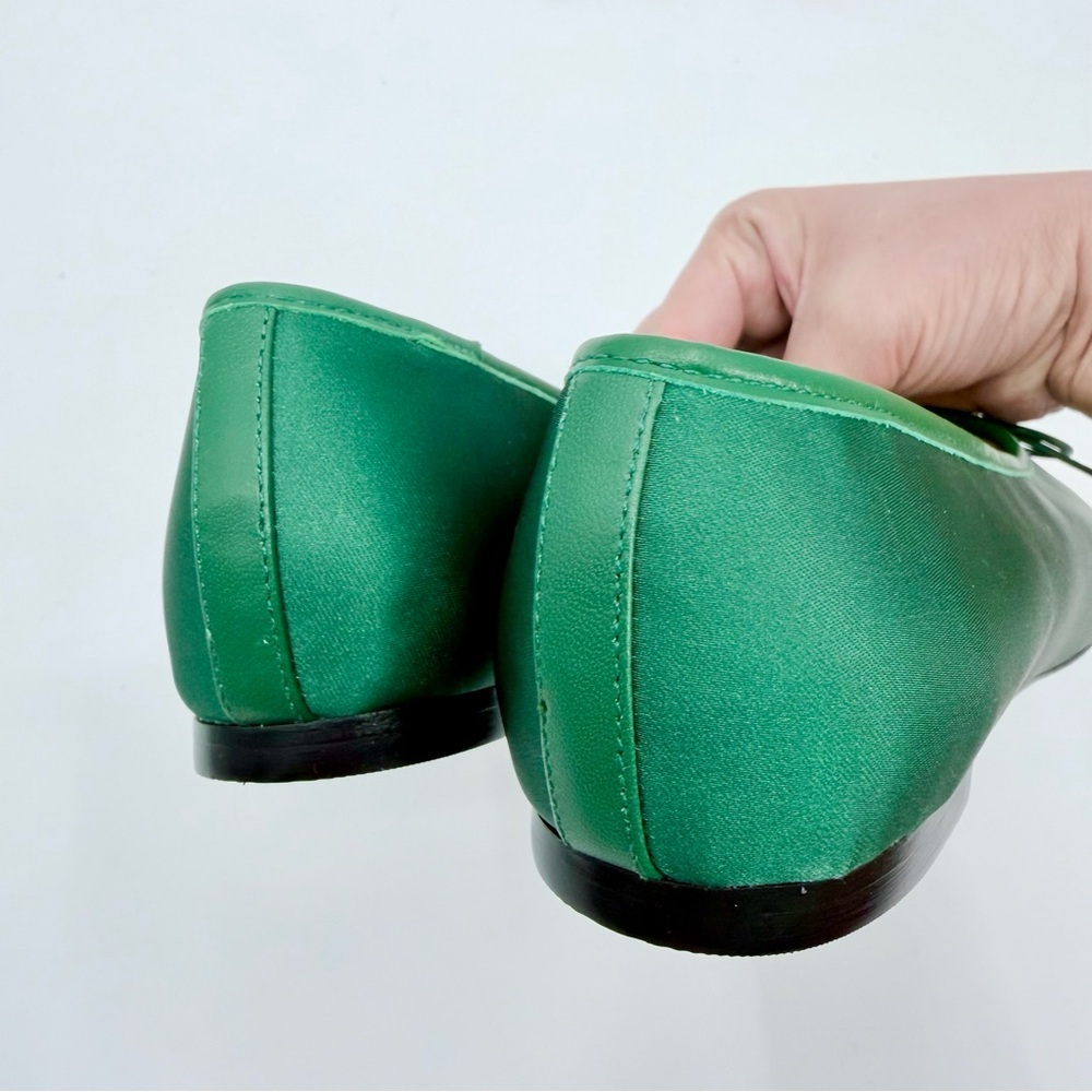 MAEVE BY ANTHRO Satin Square Toe Ballet Flats Emerald Green - Picture 5 of 9
